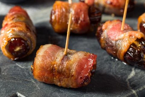 Homemade Bacon Wrapped Dates Stock Photos