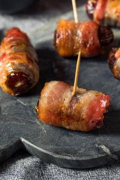 Homemade Bacon Wrapped Dates Stock Photos
