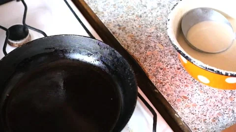 Homemade baking pancakes Stock Footage 61236886