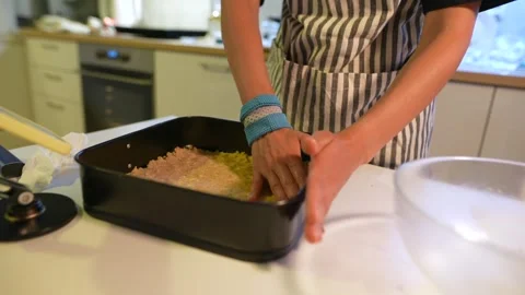 Homemade baking scene with baker refining crust edges carefully Stock-Footage 346480714