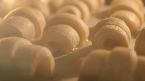 Homemade basic dough rolls in the oven slow tilting 4K 2160p UltraHD footage Stock Footage 51710338