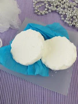 Homemade bath bubble tablets Stock Photos
