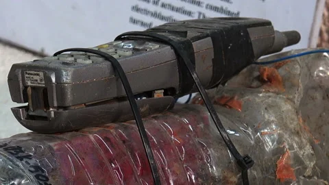 Homemade bomb. Weapons of terrorists. Stock Footage 121235574