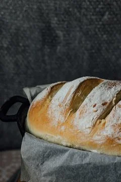 Homemade Bread in the Baking Dish. Selective focus Stock Photos