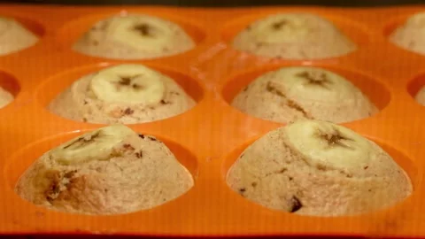 Homemade bread baking in oven. Bread is raised and baked. Organic fresh bread. Stock-Footage 336576461