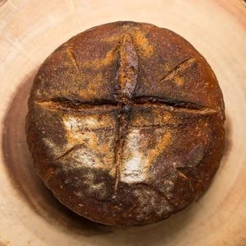 Homemade Bread with Cross Stock Photos