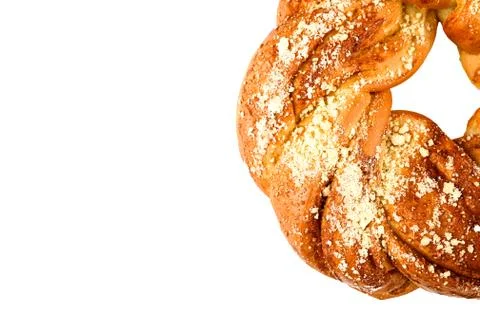 Homemade bread in the form of a circle on an isolated background Stock Photos