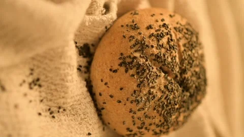 Homemade bread on a rustic background. Vertical video of fresh bread. Stock Footage 137358477