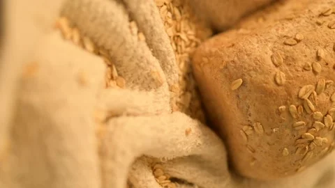 Homemade bread on a rustic background. Vertical video of fresh bread. Stock Footage 137358968