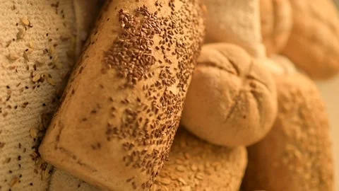 Homemade bread on a rustic background. Vertical video of fresh bread. Stock Footage 137359148