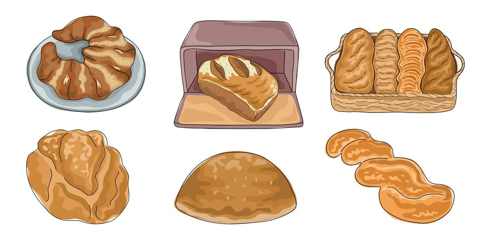 Homemade bread set  Stock-Illustration
