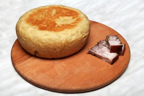 Homemade bread on the table with bacon Foto stock
