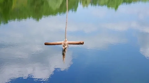 Homemade bungee on the lake. Stock Footage 315796023