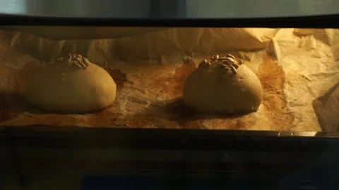 Homemade buns baking, sped-up. Stock Footage 142510008