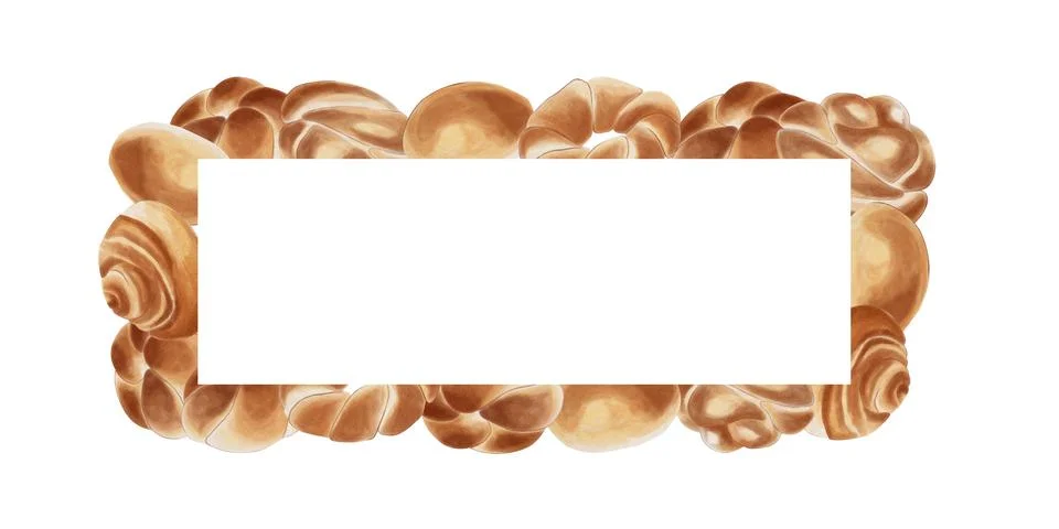 Homemade buns in a rectangular banner with space for text in the center. Wate Stock Illustration