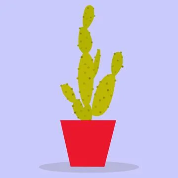 Homemade cactus in a red pot. Vector illustration. Stock Illustration