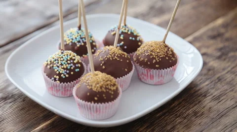 Homemade Cake balls Stock Footage 61286387