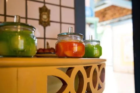 Homemade candy jars Stock Photos