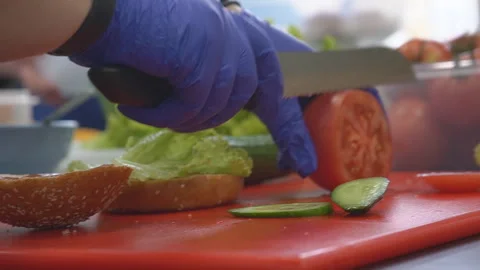 Homemade cheeseburger process in the kitchen Stock Footage 302749613