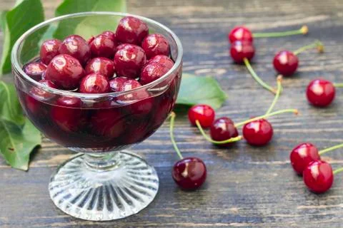 Homemade cherry compote Stock Photos