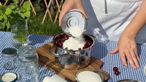 Homemade Cherry Jam Stock Footage 313363818