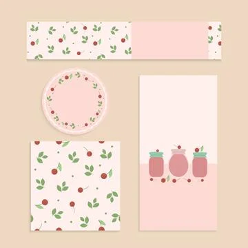 Homemade cherry jam set Stock Illustration