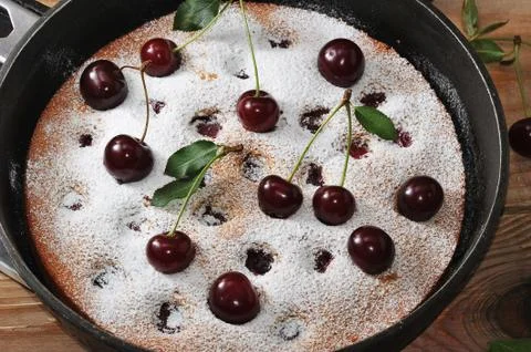 Homemade cherry pie on rustic background Stock Photos