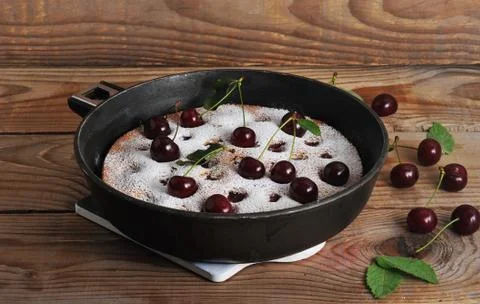 Homemade cherry pie on rustic background Stock Photos