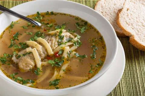 Homemade chicken soup 스톡 사진