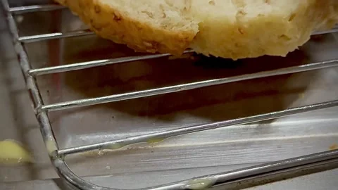 Homemade coarse whole wheat bread in tray,organic ingredients,show texture .. Stock Footage 340304663