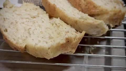 Homemade coarse whole wheat bread in tray,organic ingredients,show texture .. Stock Footage 340304666