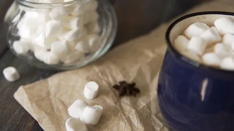 Homemade cocoa and marshmallows. Stock Footage 81379629