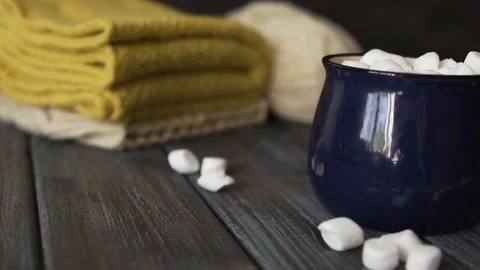 Homemade cocoa and marshmallows. Stock Footage 81421348