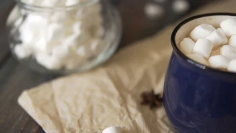 Homemade cocoa and marshmallows. Stock Footage 82905936