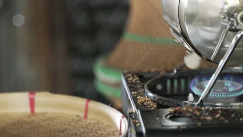 Homemade coffee roasting machine with stainless steel Stock Footage 139027082
