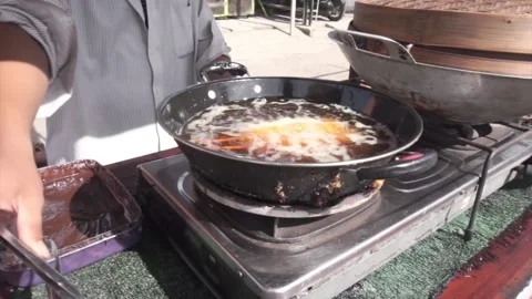 Homemade corndog cooking process. Stock Footage 236708584