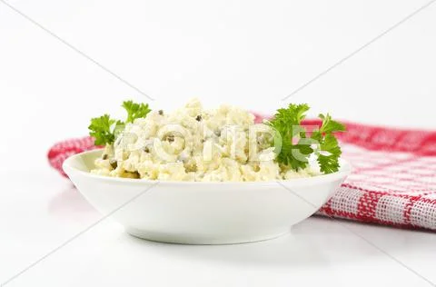 Homemade cottage cheese spread Stock Photos