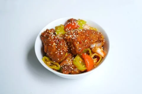 Homemade Devil Chicken Curry on White Bowl. Stock Photos