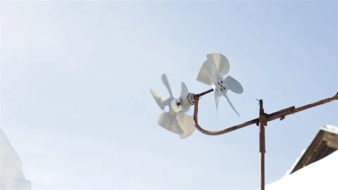 Homemade diy windmill weather vane. Stock Footage 148671553