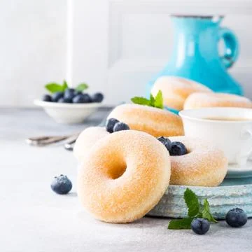 Homemade donuts with sugar Stock Photos