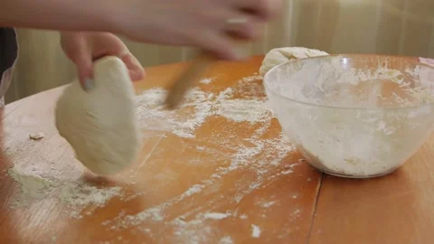 Homemade Dough Rolling Stock Footage 130275529