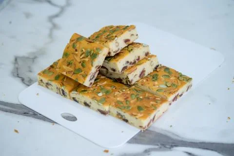 Homemade dried fruit cake slice Stock Photos