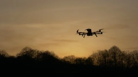 Homemade drone in the setting sun Stock Footage 88620408