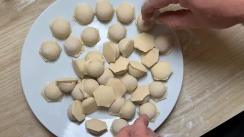 Homemade Dumplings Preparation Stock Footage 313657417