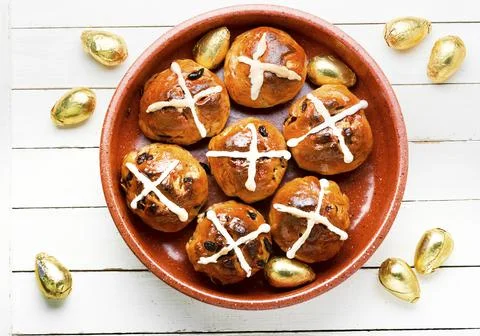 Homemade Easter buns Stock Photos