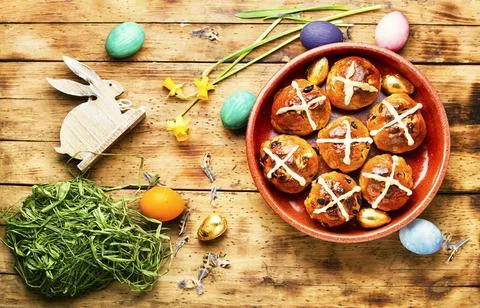 Homemade Easter buns Stock Photos