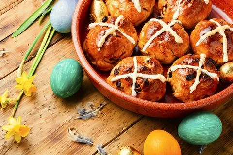 Homemade Easter buns Stock Photos