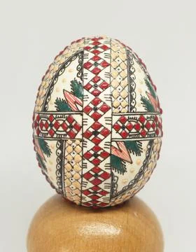 Homemade Easter Egg traditionally painted Stock Photos