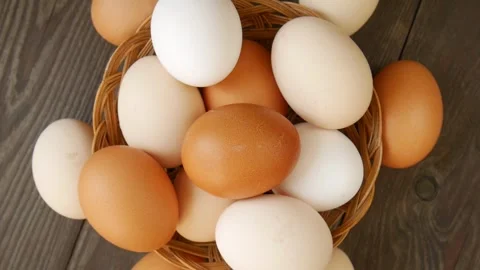 Homemade egg in a basket. Video stock 297250149