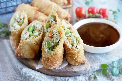 Homemade egg rolls Stock Photos
